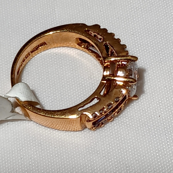 OLD CUT DESIGN 14K G.F CRYSTAL DIAMOND RING - Picture 5 of 12